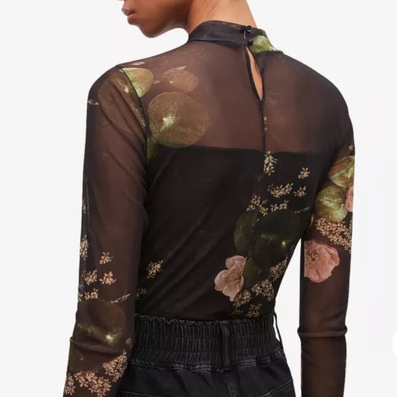 Allsaints Elia Floral Print Mesh Bodysuit - Picture 6 of 9